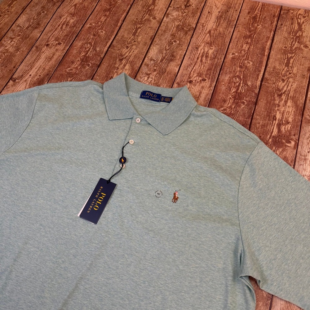 Polo Ralph Lauren M Classics Polo Shirt Mens XL Tall Green Heathered Logo NWT